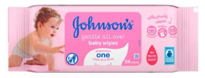 Health and Hygiene Wipes Johnsons and Johnsons Baby Wipes NPM 56s 12