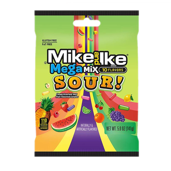 Sweets & Candy Mike & Ike Mega Mix Sour Peg Bag NPM 141g 12