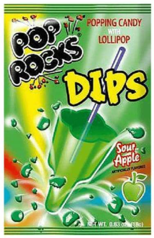 Sweets & Candy Pop Rocks Dips Sour Apple  NPM 18g 18