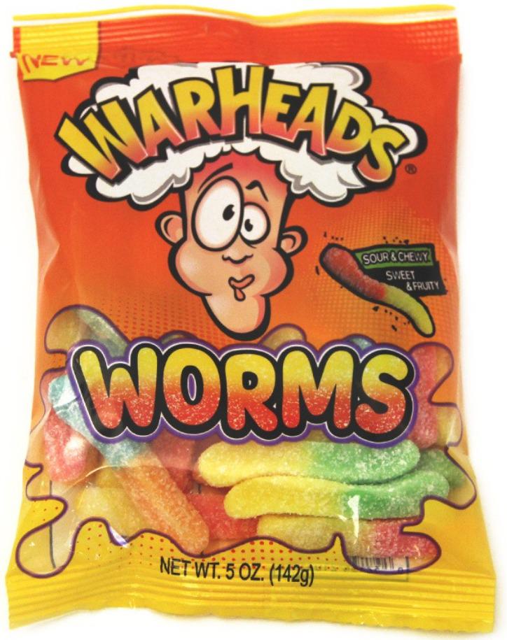 Sweets & Candy Warheads Peg Bag Worms NPM 141g 12