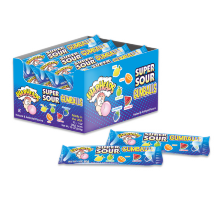 Sweets & Candy Warheads Super Sour Gumball Tube NPM 28g 12