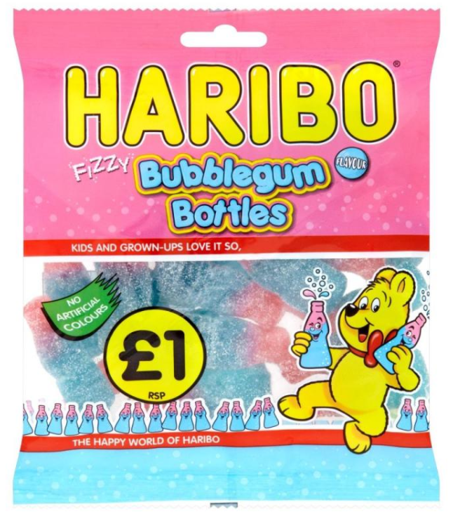 Sweets Haribo Bubblegum Bottles PM 1.00 160g 12