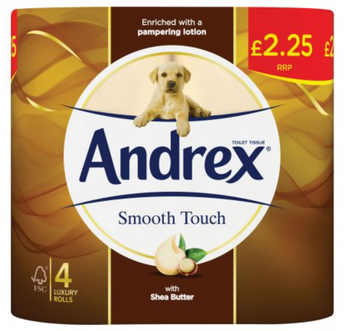 Tissues and Toiletries Toilet Roll Andrex Smooth Touch PM 2.25 4s 6