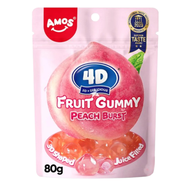Sweets & Candy Amos 4d Gummy Burst Peach NPM 80 g 24