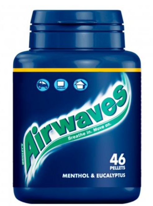 Chewing Gums Airwaves Menthol and Eucalyptus-Blue Tubs NPM 46s 6