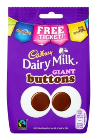Chocolate Bags Cadbury Dairy Milk Giant Buttons PM 1.00 80g 16