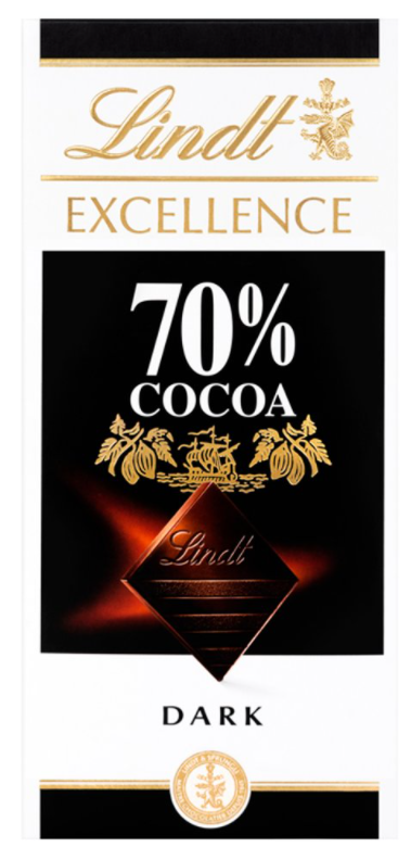 Chocolates LINDT Excellence 70 Percent Dark NPM 100g 20