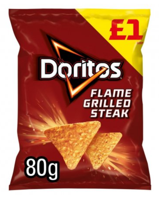 Crisps Doritos Flame Grilled Steak PM 1.00 80g 15