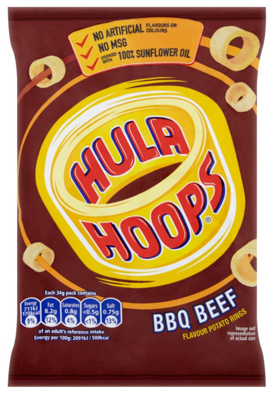 Crisps KP Hula Hoops BBQ Beef NPM 34g 32