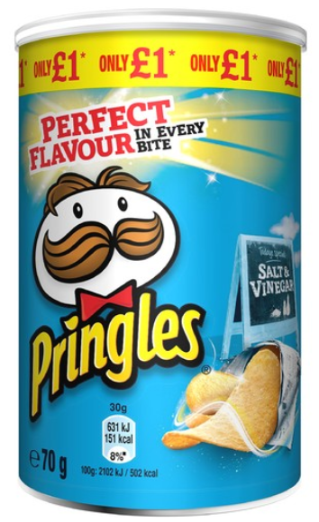 Crisps Pringles Salt and Vinegar PM 1.00 70g 12