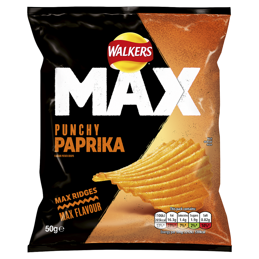 Crisps Walkers Max Paprika NPM 50g 24