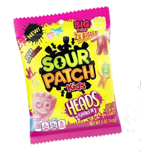 [Swee-All-SE-8106] Sweets & Candy Sour Patch Kids Big Heads Peg Bag NPM 141g 12