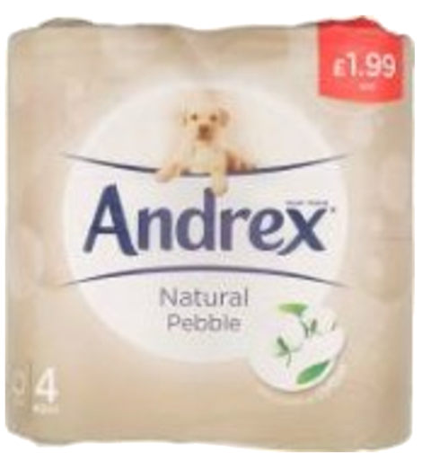[Tiss-All-SE-8504] Tissues and Toiletries Toilet Roll Andrex Natural Pebble PM 1.99 4s 6