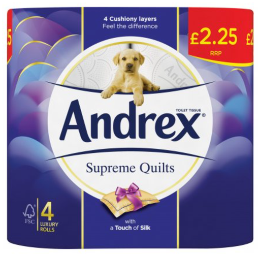 [Tiss-All-SE-8497] Tissues and Toiletries Toilet Roll Andrex Supreme Quilts PM 2.25 4s 6