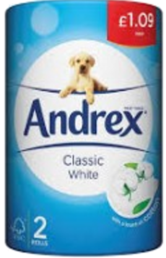 [Tiss-All-SE-8488] Tissues and Toiletries Toilet Roll Andrex White PM 1.09 2s 12