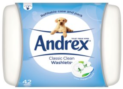 [Tiss-All-SE-8480] Tissues and Toiletries Toilet Wipes Andrex Washlets NPM 42s 3