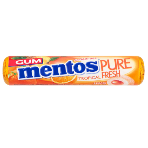 [Chew-All-SE-4409] Chewing Gums Mentos Sugar Free Tropical NPM 16g 24