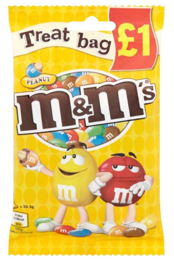 [Choc-All-SE-5092] Chocolate Bags MandMs Peanut-Yellow Treat PM 1.00 82g 16
