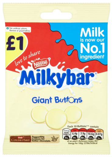 [Choc-All-SE-4951] Chocolate Bags Milkybar Giant Buttons Treat PM 1.00 85g 12