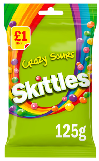 [Choc-All-SE-5050] Chocolate Bags Skittles Crazy Sours-Green PM 1.00 125g 12