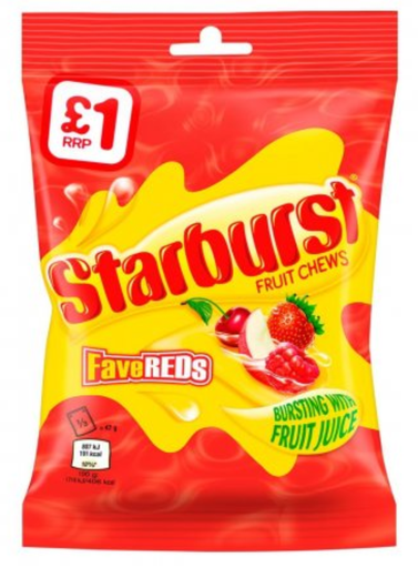[Choc-All-SE-5061] Chocolate Bags Starburst FaveReds Fruit Chews PM 1.00 150g 12