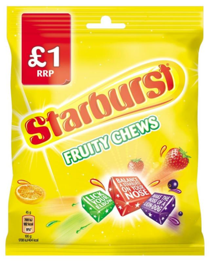 [Choc-All-SE-5059] Chocolate Bags Starburst Original Fruit Chews PM 1.00 150g 12