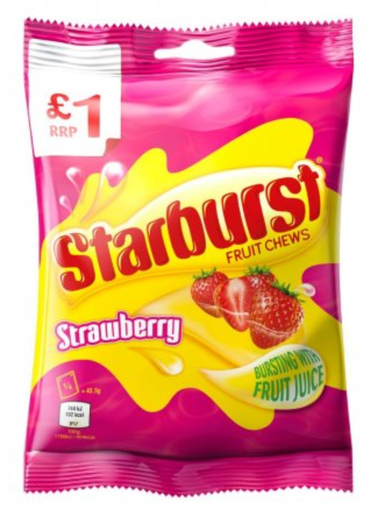 [Choc-All-SE-5055] Chocolate Bags Starburst Strawberry Fruit Chews PM 1.00 150g 12