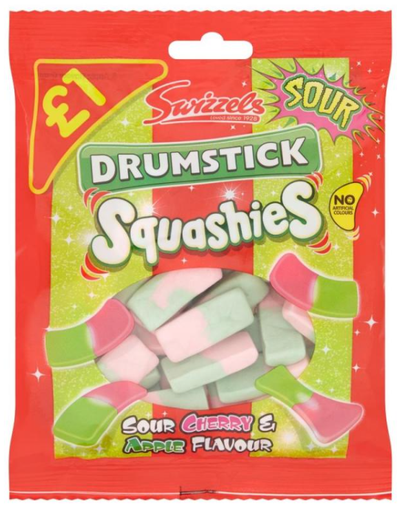 [Choc-All-SE-4922] Chocolate Bags Swizzels Squashies Drumstick Sour Cherry and Apple PM 1.00 - 12