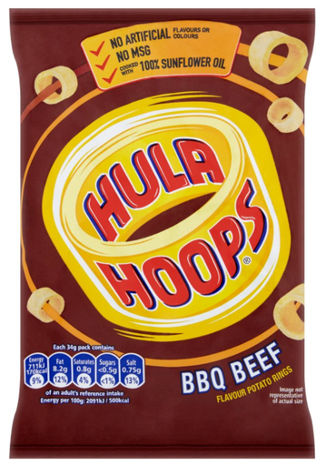 [Cris-All-SE-5221] Crisps KP Hula Hoops BBQ Beef NPM 34g 32