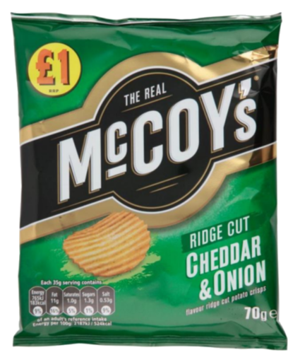 [Cris-All-SE-5227] Crisps McCoys Ridge Cut Cheddar and Onion PM 1.00 - 16