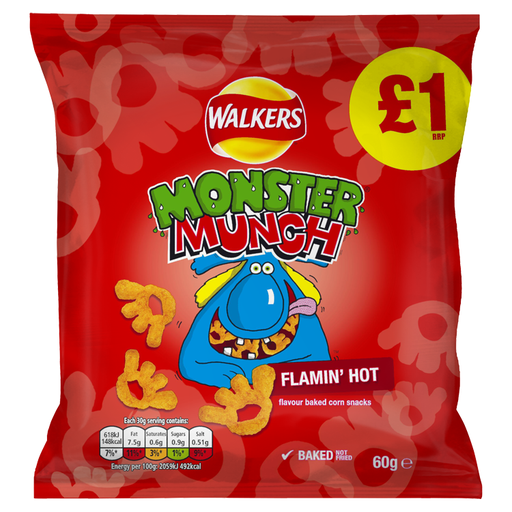 [Cris-All-SE-5370] Crisps Monster Munch Flamin Hot PM 1.00 72g 15