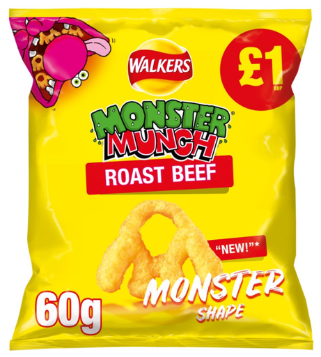 [Cris-All-SE-5381] Crisps Monster Munch Roast Beef PM 1.00 72g 15