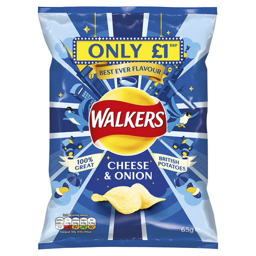 [Cris-All-SE-5436] Crisps Walkers Cheese and Onion PM 1.00 65g 15