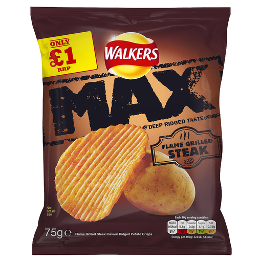 [Cris-All-SE-5489] Crisps Walkers MAX Steak PM 1.00 75g 12