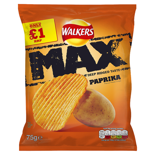 [Cris-All-SE-5488] Crisps Walkers Max Paprika PM 1.00 75g 12