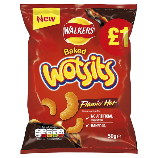[Cris-All-SE-5443] Crisps Walkers Wotsits Flaming Hot PM 1.00 60g 15